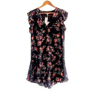Joie Almarie Black Floral Silk Mini Dress NWT